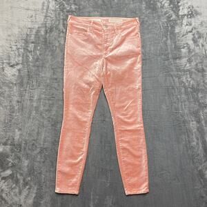 Pilcro‎ And The Letterpress Crushed Velvet High Rise Skinny Jeans Womens 28 Pink